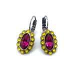 Earrings By Mariana Masai Africa Coll. Charming Yellow Opal & Fuchsia Austrian Crystals - Image 2