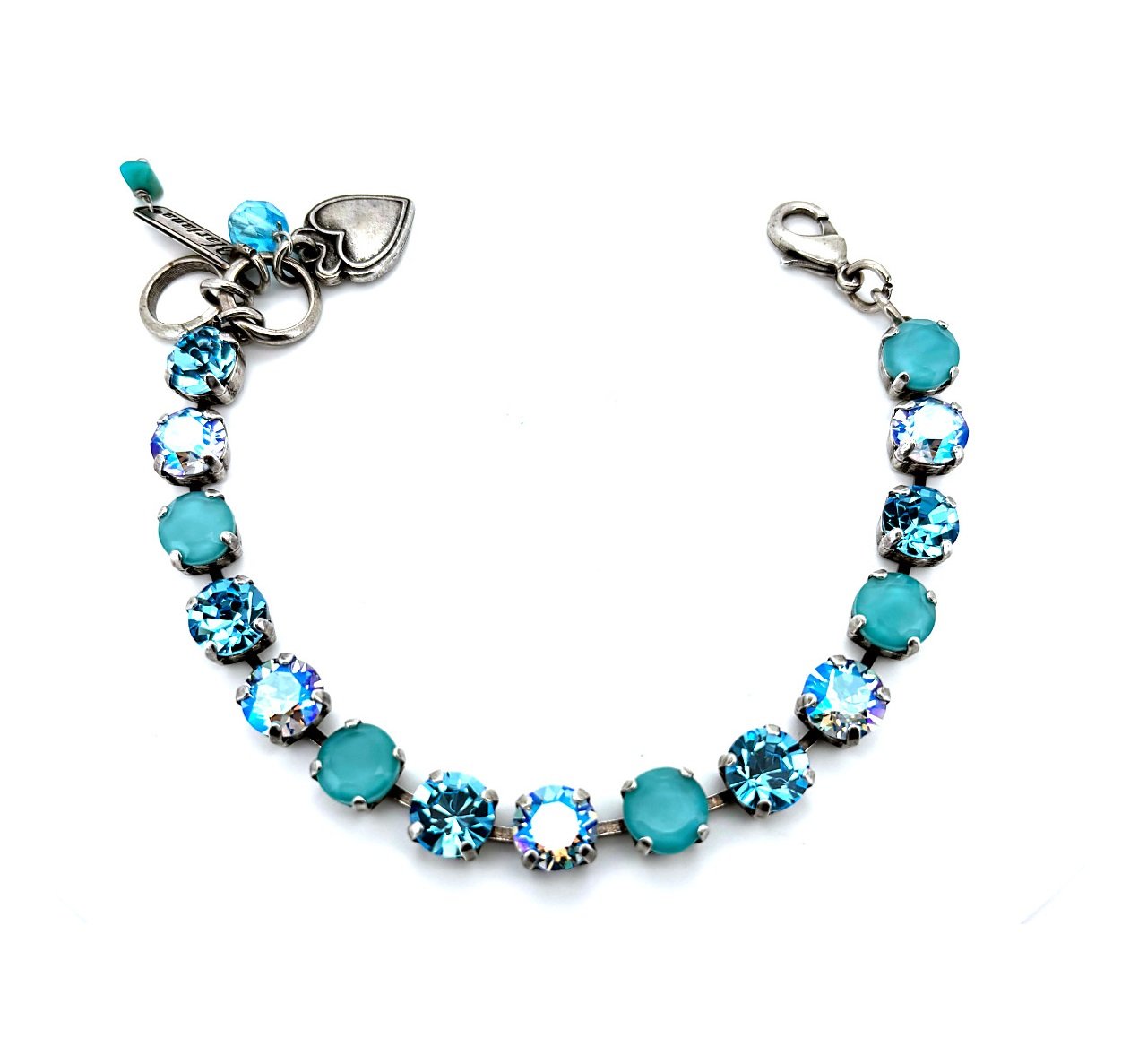 B-4252-267-SP (3) Bracelet By Mariana Woman Shimmering Aquamarine and Turquoise Swarovski Crystals - Image 1
