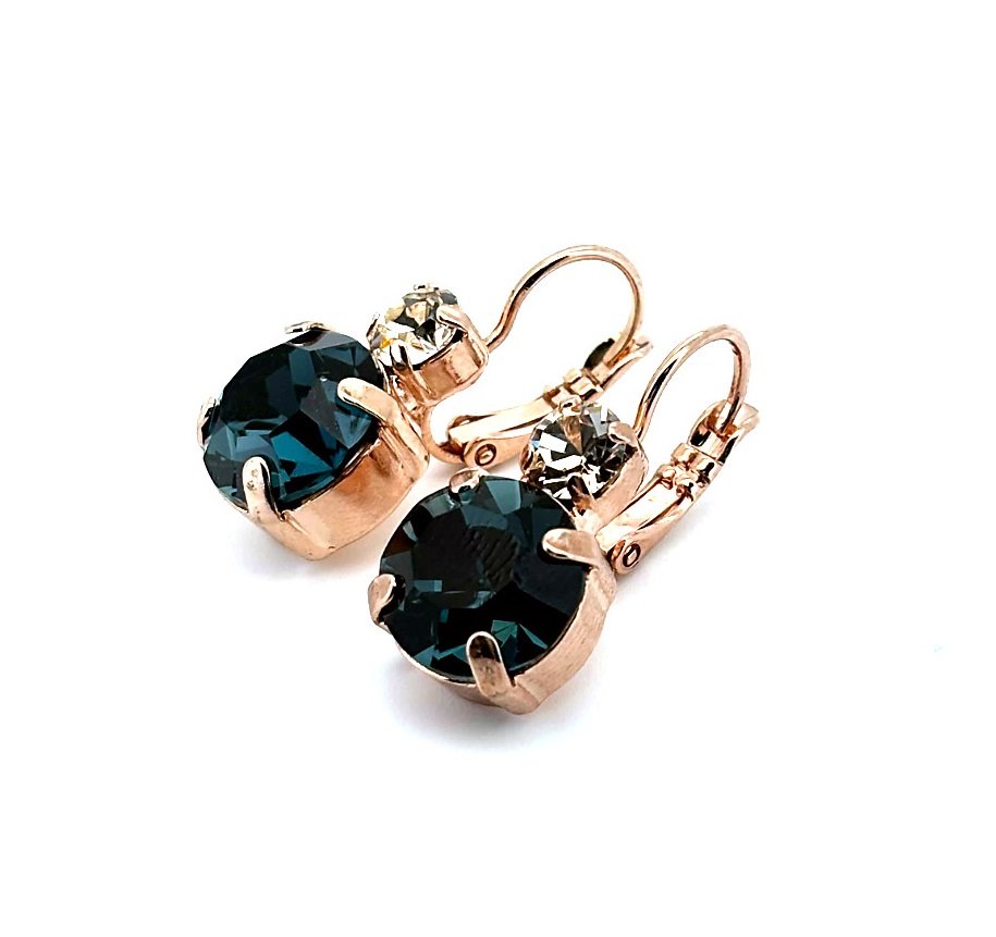 E-1037-2142-RG6 (3) Earrings By Mariana Woman Exquisite Montana Blue and Topaz Swarovski Crystals - Image 1