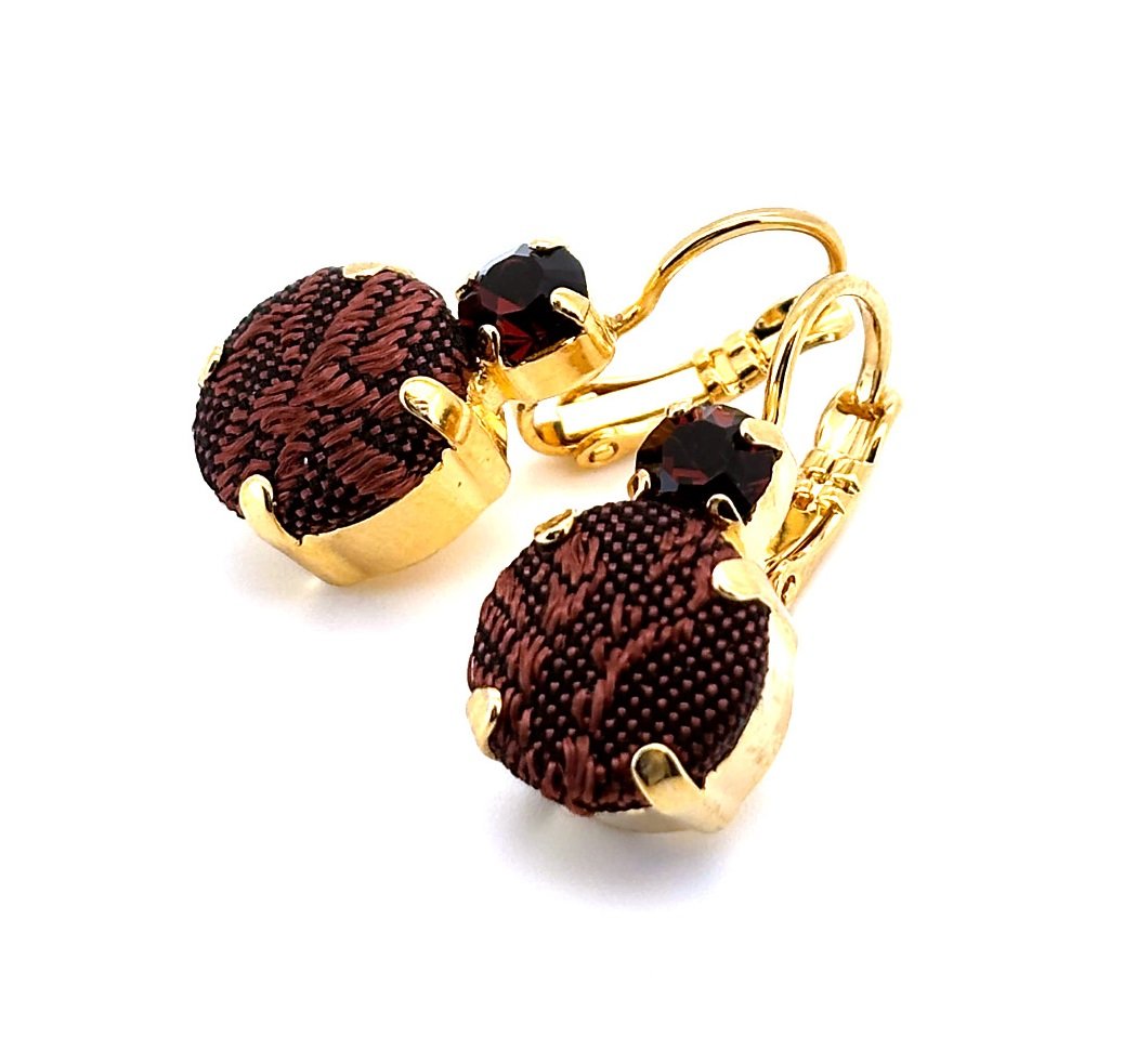 E-1037-7458-YG6 (3) Earrings By Mariana Woman Fashionable Smoked Topaz Swarovski Crystals - Image 1
