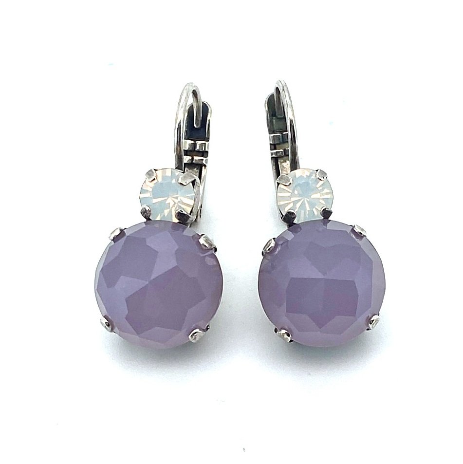 E-1037R-M1062-SP6 (1) Earrings By Mariana Cocktail Hour Coll. Glamorous Amethyst Mineral & White Opal Swarovski Crystals - Image 1