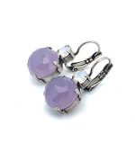 Earrings By Mariana Cocktail Hour Coll. Glamorous Amethyst Mineral & White Opal Swarovski Crystals - Image 3