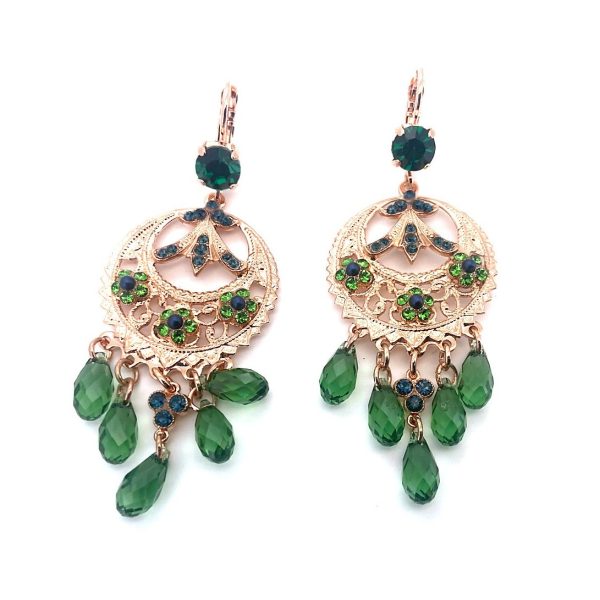 Earrings By Mariana Atlantis Under The Sea Winter 2021 Coll. Boho Chic Emerald, Montana Blue, Erinite, & Olivine Austrian Crystals