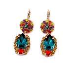 Earrings By Mariana Woman Alluring Blue Zircon, Topaz and Fuchsia Swarovski Crystals