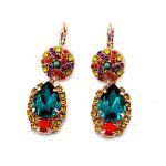 Earrings By Mariana Woman Alluring Blue Zircon, Topaz and Fuchsia Swarovski Crystals