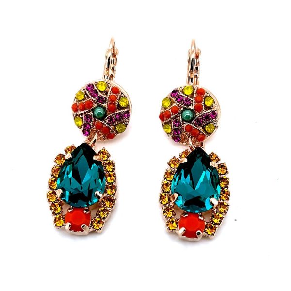 Earrings By Mariana Woman Alluring Blue Zircon, Topaz and Fuchsia Swarovski Crystals