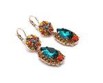 Earrings By Mariana Woman Alluring Blue Zircon, Topaz and Fuchsia Swarovski Crystals - Image 3