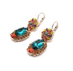 Earrings By Mariana Woman Alluring Blue Zircon, Topaz and Fuchsia Swarovski Crystals - Image 2