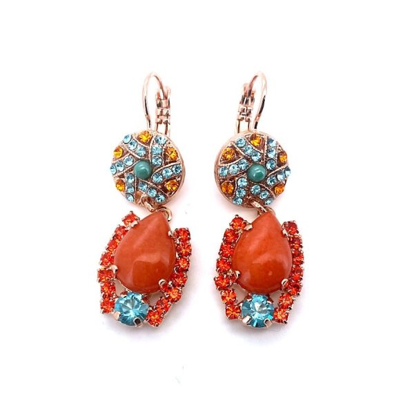 Earrings By Mariana Woman Turquoise Mineral and Sunset Peach Swarovski Crystals