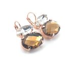 Earrings By Mariana Woman Elegant Amber and Clear Swarovski Crystals - Image 3
