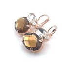 Earrings By Mariana Woman Elegant Amber and Clear Swarovski Crystals - Image 2