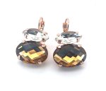 Earrings By Mariana Woman Elegant Amber and Clear Swarovski Crystals