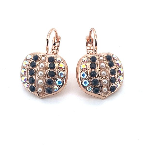 Earrings By Mariana St Martin Caribbean Life Coll. Acorn Shaped Cream Pearl, Jet Black, & AB Swarovski Crystals