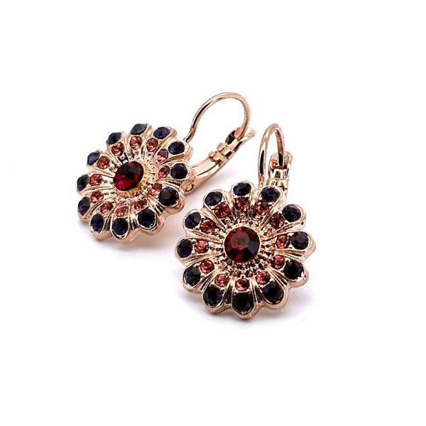 Earrings By Mariana  Woman Glamorous Ruby and Purple Velvet Swarovski Crystals