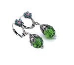 Earrings By Mariana Woman Lovely Floral Rose and Blue Opal Swarovski Crystals - Image 2