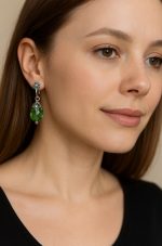 Earrings By Mariana Woman Lovely Floral Rose and Blue Opal Swarovski Crystals - Image 3