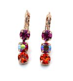 Earrings By Mariana Woman Triple Rose, Siam and Hyacinth Swarovski Crystals - Image 2