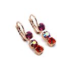 Earrings By Mariana Woman Triple Rose, Siam and Hyacinth Swarovski Crystals - Image 4