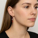 Earrings By Mariana Woman Triple Rose, Siam and Hyacinth Swarovski Crystals - Image 3