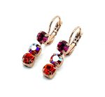 Earrings By Mariana Woman Triple Rose, Siam and Hyacinth Swarovski Crystals