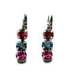 Earrings By Mariana Woman Triple Tier Peach and Indian Pink Swarovski Crystals - Image 3
