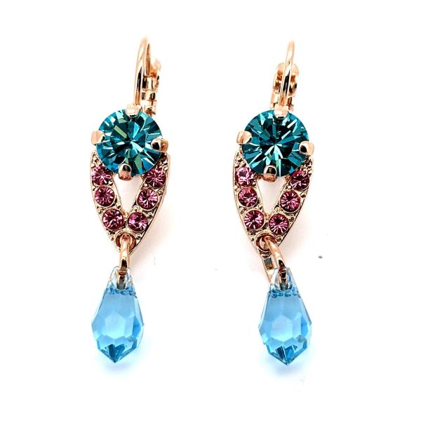 Earrings By Mariana Woman Gorgeous Aquamarine and Rose Swarovski Crystals