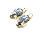 Earrings By Mariana Woman White Turquoise Mineral and Golden Shadow Swarovski Crystals - Image 2