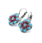 Earrings By Mariana Woman Elegant Red Coral and Turquoise Swarovski Crystals - Image 2