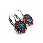 Mariana Earrings Dainty Floral Siam & Blue Zircon Austrian Crystals My Treasures Coll. - Image 3