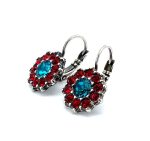 Mariana Earrings Dainty Floral Siam & Blue Zircon Austrian Crystals My Treasures Coll. - Image 2