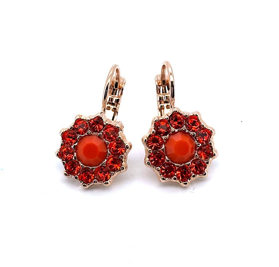 E-1157-1104-RG6 (1) Earrings By Mariana Woman Sassy Hyacinth and Orange Opal Swarovski Crystals - Image 1