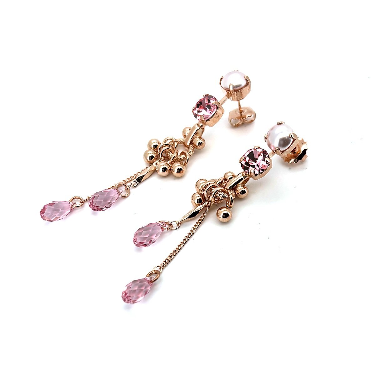 E-1160-2-223-1-RG2 (2) Earrings By Mariana Woman Lovely Powder Rose and Lt Rose Swarovski Crystals - Image 1