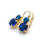 Earrings By Mariana Zhang Silk Road Coll. Elegant Royal Blue & Caribbean Blue Opal Austrian Crystals