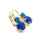 Earrings By Mariana Zhang Silk Road Coll. Elegant Royal Blue & Caribbean Blue Opal Austrian Crystals - Image 2