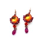 Earrings By Mariana Woman Sophisticated Fuchsia and Orange Opal Swarovski Crystals - Image 3