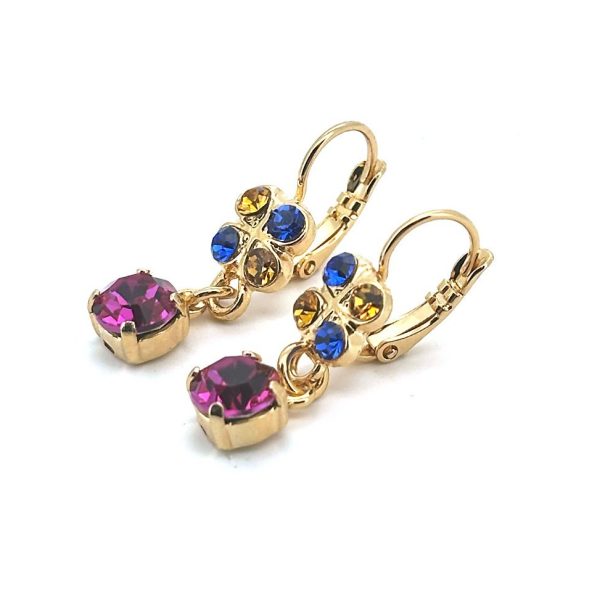 Earrings By Mariana Woman Preppy Sapphire Topaz and Fuchsia Swarovski Crystals