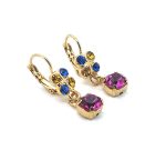 Earrings By Mariana Woman Preppy Sapphire Topaz and Fuchsia Swarovski Crystals - Image 3