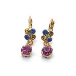 Earrings By Mariana Woman Preppy Sapphire Topaz and Fuchsia Swarovski Crystals - Image 2