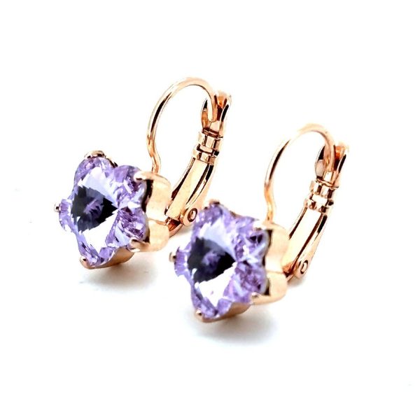 Earrings By Mariana Woman Dainty Floral Violet Swarovski Crystals