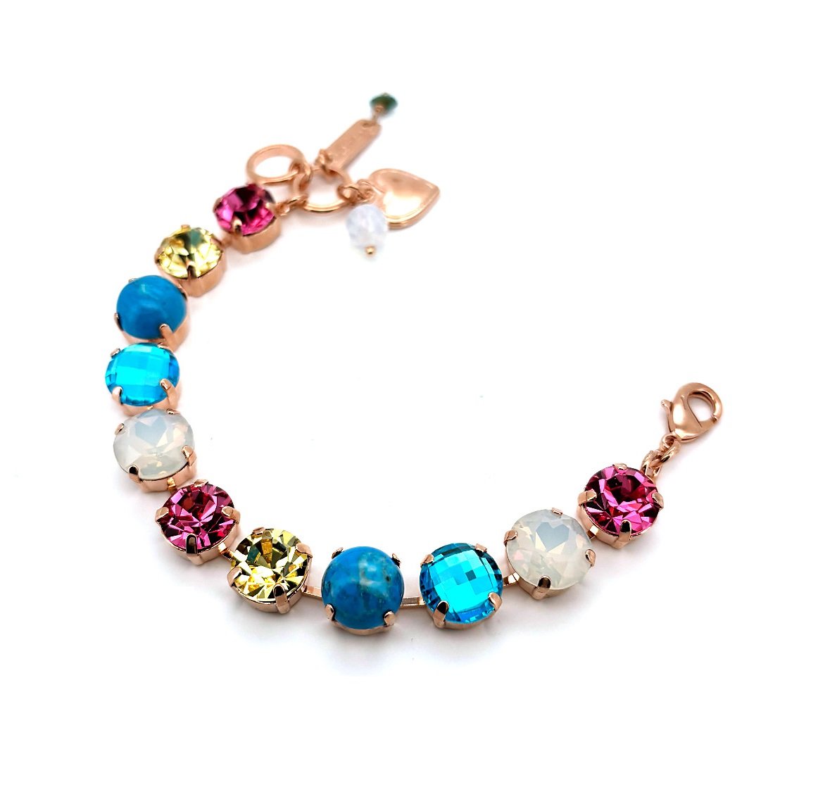 B-4474-M1064-RG (2) Bracelet By Mariana Woman Gorgeous Turquoise Mineral and Opal Swarovski Crystals - Image 1