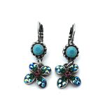 Earrings By Mariana Woman Fab Turquoise and Fern Green Swarovski Crystals - Image 2
