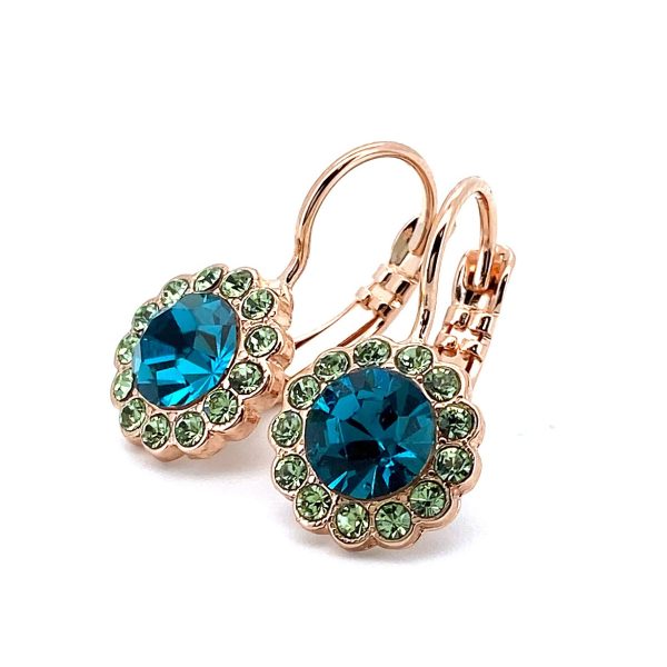 Mariana Earrings Adorable Caribbean Blue Opal & Olivine Austrian Crystals Caprioska Cocktail Hour Coll.