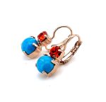 Earrings By Mariana Africa Coll. Turquoise Mineral and Orange Swarovski Crystals