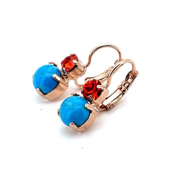 Earrings By Mariana Africa Coll. Turquoise Mineral and Orange Swarovski Crystals