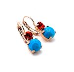 Earrings By Mariana Africa Coll. Turquoise Mineral and Orange Swarovski Crystals - Image 2