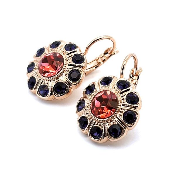 Earrings By Mariana Woman Sophisticated Purple Velvet and Peach Swarovski Crystals