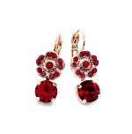 Earrings By Mariana Floral Ruby, Siam and Coral Swarovski Crystals - Image 3