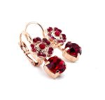 Earrings By Mariana Floral Ruby, Siam and Coral Swarovski Crystals - Image 2