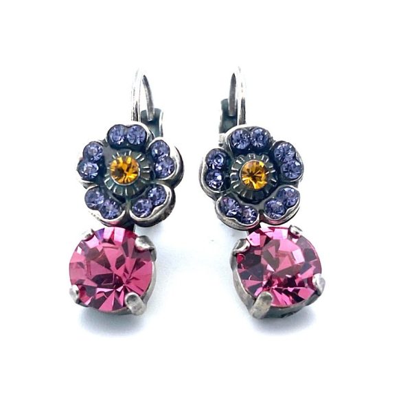 Earrings By Mariana Woman Charming Rose and Purple Swarovski Crystals