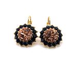 Earrings By Mariana Woman Glamorous Padparadscha and Jet Black Swarovski Crystals - Image 3